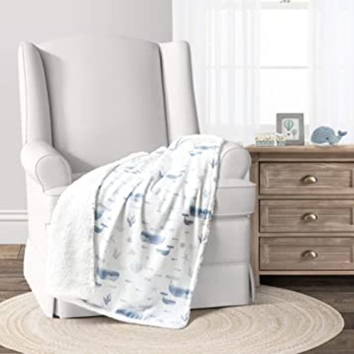 Lush Decor Baby Seaside Sherpa Blanket, Blue