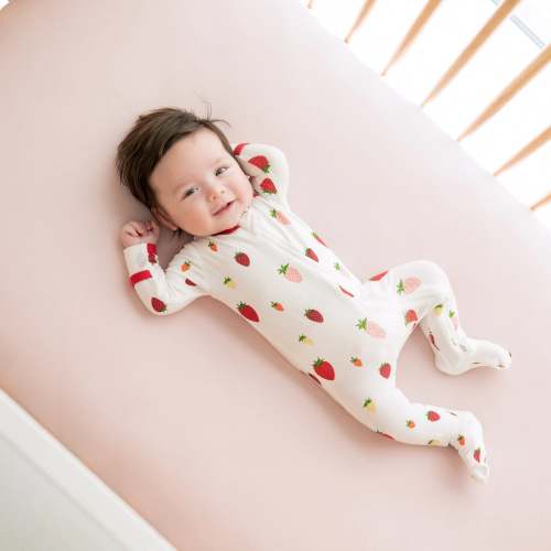 Zippered Footie in Strawberry | 0-3 or 3-6 Months