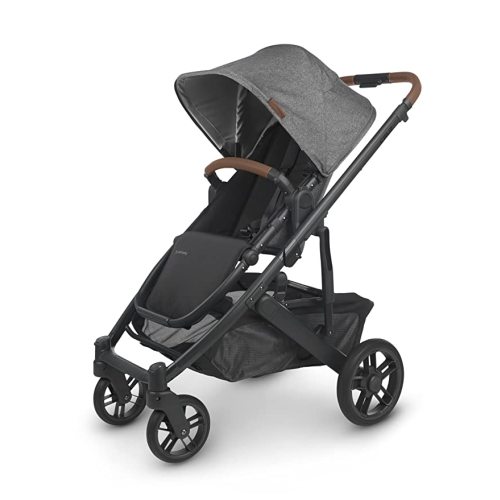 UPPAbaby Cruz V2 Stroller/Full-Featured Stroller with Travel System Capabilities/Toddler Seat, Bumper Bar, Bug Shield, Rain Shield Included/Greyson (Charcoal Mélange/Carbon Frame/Saddle Leather)