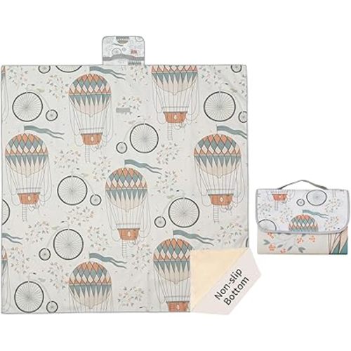 Insular Baby Splat Mat for Under High Chair/Arts/Crafts, Anti Slip and Waterproof Splash Mat for Floor, Portable Picnic Mat, 51x51 Inch, Hot Air Balloon