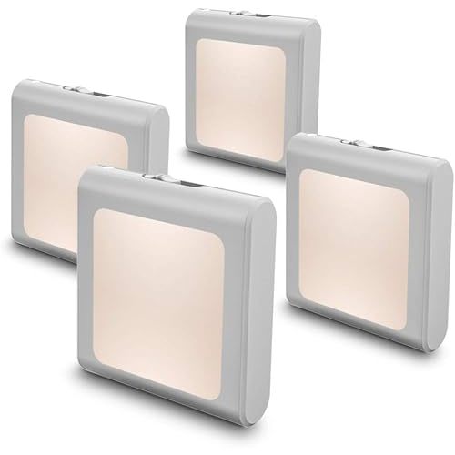 MAZ-TEK Plug in Dimmable Led Night Light with Auto Dusk to Dawn Sensor, Soft Warm White Nightlights for Hallway,Bedroom, Kids Room, Kitchen, Stairway, 4 Pack