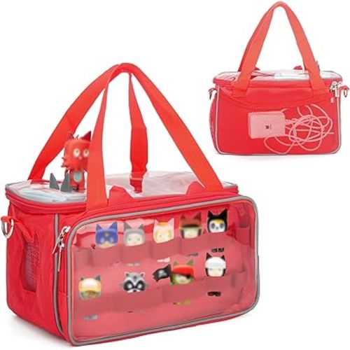 Carrying Case for Toniebox, Tonie Characters Figures, Toniebox Starter Set Headphones Charging Station Bag (Red)
