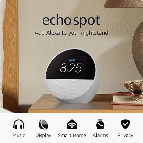 Amazon Echo Spot (newest model) Glacier White