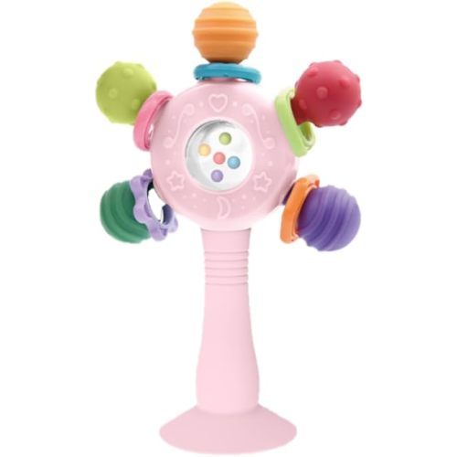 Baby Teether Toys for Babies 0 3 6 9 12 18 Months,Baby Rattle Toys,Baby Sensory Toy for 0-6 6-12 Months, Montessori Early Education,Manhattan Ball,Grasp Training Toy,Suction Cup Toys(Pink)