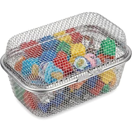 304 Stainless Steel Dishwasher Basket | Fine Mesh Dishwasher Utensil Organizer for Baby Bottle, Baking Tools & Small Kitchen Items