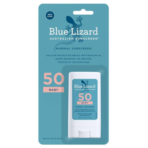 Blue Lizard BABY Mineral Sunscreen Stick with Zinc Oxide, SPF 50+, Water Resistant, UVA/UVB Protection - Easy to apply, Fragrance Free, .5 oz