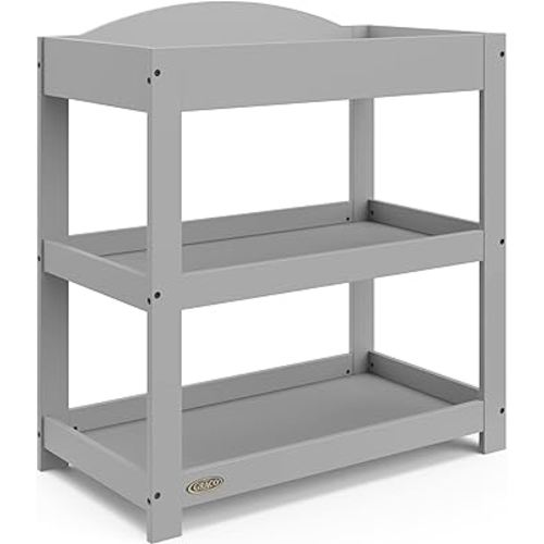 Graco Customizable Changing Table with Water-Resistant Changing Pad (Pebble Gray) - Customizable Modern Flat or Classic Arched Headboard, Changing Pad Included