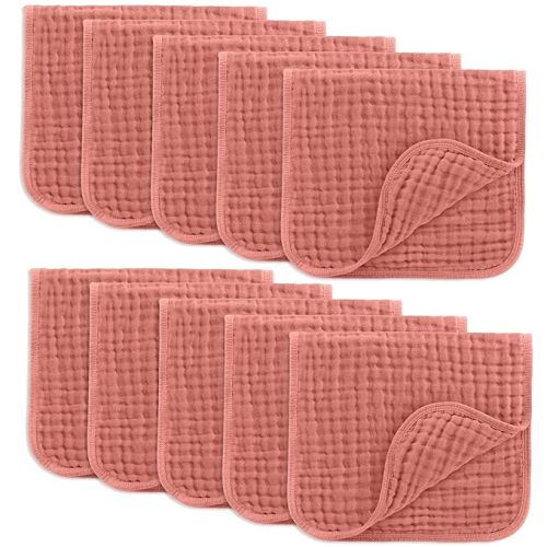 Comfy Cubs Muslin Burp Cloths 20" x 10", Pack of 10 - Large, 6-Layer, Ultra Absorbent 100% Cotton for Baby Drool and Messes - Soft, Safe & Gentle Baby Burp Cloths for Boys & Girls - Multi Girl