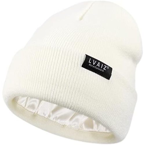 Kids Winter Satin Lined Beanie Hats Toddler Warm Cuffed Hat with Silky Lining Children Knitted Watch Hat 2-10 Years