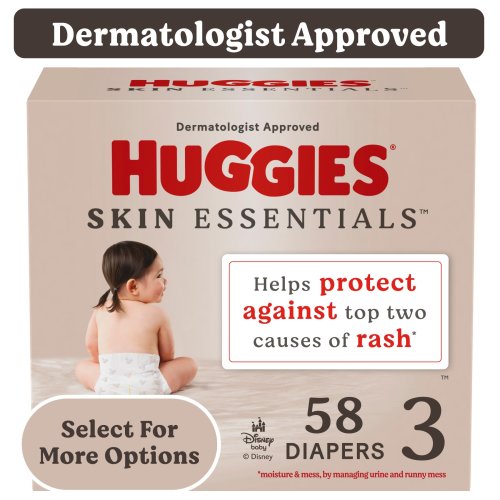 Huggies Skin Essentials Baby Diapers for Sensitive Skin, Size 3 (16-28 lbs), 58 Ct (Select for More)