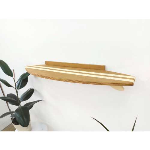 Wood surfboard shelf Beach themed decor Tabletop