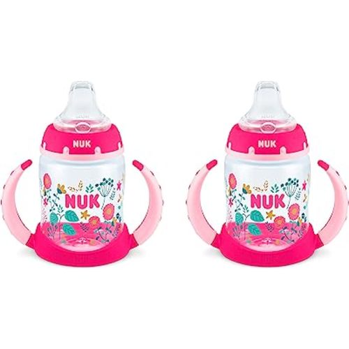 NUK Learner Cup, 5oz, 2-Pack, Flowers – BPA Free, Spill Proof Sippy Cup