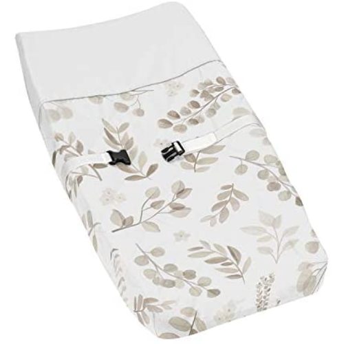 Sweet Jojo Designs Floral Leaf Boy or Girl Baby Nursery Changing Pad Cover - Gender Neutral Ivory Cream Beige Taupe and White Gender Neutral Boho Watercolor Botanical Flower Woodland Tropical Garden