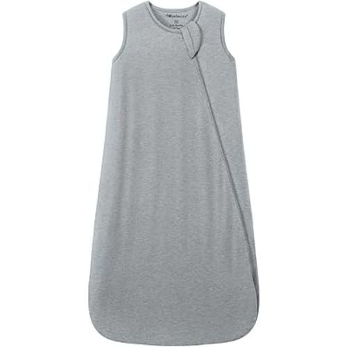 Mosebears Unisex Baby Sleep Sack 1.0 TOG, Supersoft Rayon Made from Bamboo Wearable Blanket with 2-Way Zipper (Grey,0-6 Months)