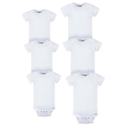 Gerber Baby Neutral White Grow With Me Assorted Onesies, 6-Pack, Sizes 0/3 Months - 12 Months