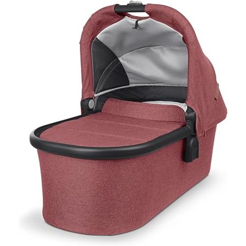 UPPAbaby Bassinet/Compatible with Vista, Cruz, Ridge, Minu Strollers/Overnight Sleep Solution/Mattress, Sheet, and Bug Shield Included/Lucy (Rosewood Mélange/Carbon Frame)