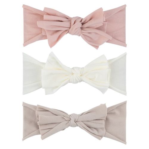 Ely's & Co. Bow Headband Set 3 Pack - Blush Pink, Ivory, Tan