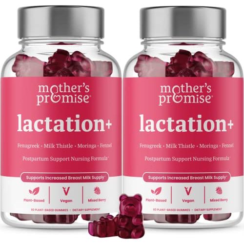Mother's Promise Lactation Supplement Gummies for Breast Milk Production Increase | Postnatal Lactation Support for Breastfeeding, Nursing & Lactating with Fenugreek, Moringa & Milk Thistle | 2 Pack