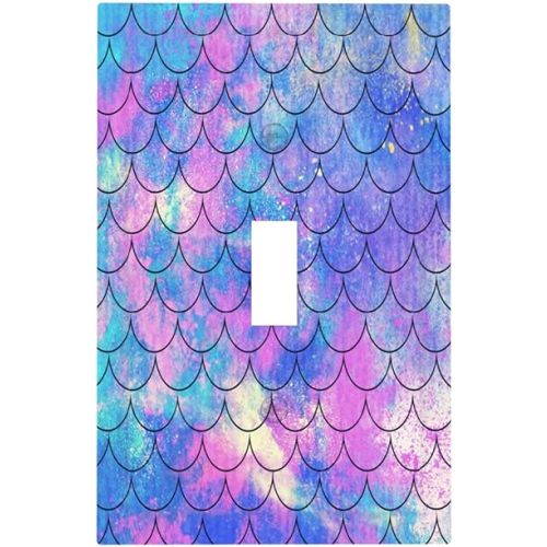 Ocean Pastel Retro Mermaid Core 1 Gang Single Toggle Light Switch Covers Decorative Wall Plate Switchplate Electrical Faceplate for Nursery Kidsroom Bedroom Decor