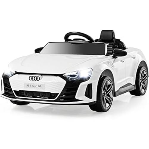 INFANS 12V Kids Ride On Car, Licensed Audi RS e-tron GT Electric Vehicle with Remote Control, Toddlers Battery Powered Toy with 4 Wheels Suspension, LED Headlight, Music, MP3, USB, TF Port (White)