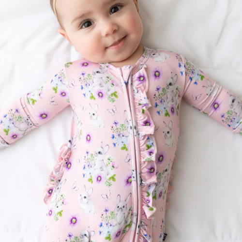 Blossom Ruffled Zippered Footie