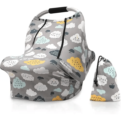 Baby Car Seat Covers-Acrabros Multifunctional Infant Carseat Canopy for Boys Girls,Stretchy Breathable Adjustable Peep Window Universal Fit, Clouds Sheep