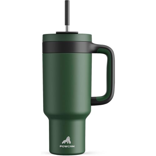 40 oz Tumbler with Handle, 2-in-1 Straw and Sip Lid, Leakproof, Dishwasher Safe, Insulated Stainless Steel Travel Coffee Mug, Keeps Cold for 34 Hours, Fits in Car Cup Holder (Forest)