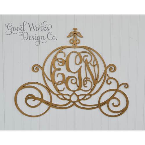 Wooden monogram | Cinderella Carriage | Nursery Decor | Little Girl's Room | Personalized | Natural unpainted | Bedroom Decor| initials