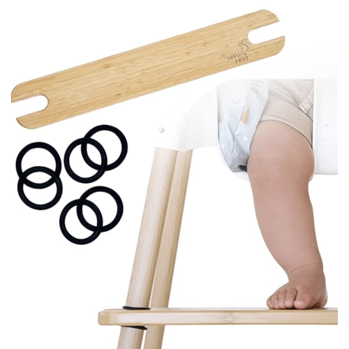 Woodsi Footsi Highchair Footrest for IKEA Antilop, Bamboo Wooden Footrest, Height Adjustable, High Chair Accessories,Suitable Footstool with Rounded Corners