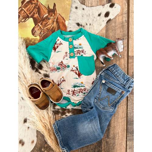 Old Faithful Button Short Sleeve Onesie