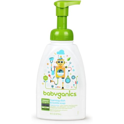 Babyganics Foaming Dish Soap, Pump Bottle, Fragrance Free, 16oz, 26 FF - 16 oz, Packaging May Vary