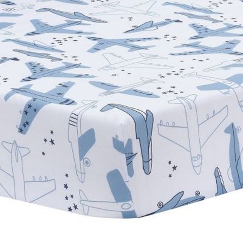 Bedtime Originals Little Aviator Airplane Baby Fitted Crib Sheet - White