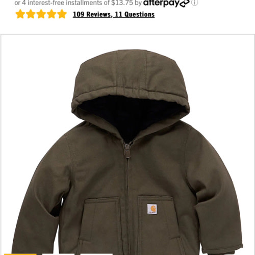 Boys' Hooded Insulated Active Jac (Infant/Toddler) | 18M| Carhartt