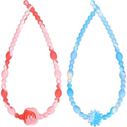Teething Necklace for Baby, One-Piece Safety Design for Toddler, Chew Necklaces for Sensory Kids Adults with Autism, ADHD, Fidget, Biting, Anxiety - Flower Jewelry Chewelry Toys for Teething Relief
