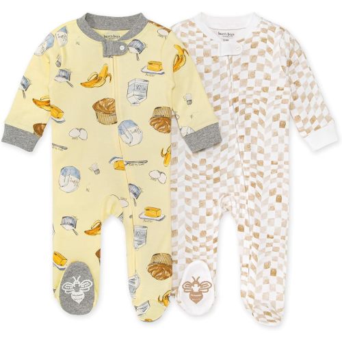 Burt's Bees Baby baby-boys Sleep and Play Pjs, 100% Organic Cotton One-piece Zip Front Romper Jumpsuit Pajamas