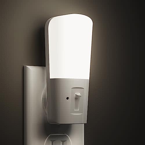 L LOHAS LED Dimmable Night Light[2 Pack], Plug in Night Lights with Dusk to Dawn Sensor, Daylight 5000k from 5-80 LM Brightness Adjustable, Bright Mini Wall Nightlight for Kids Room, Stairway