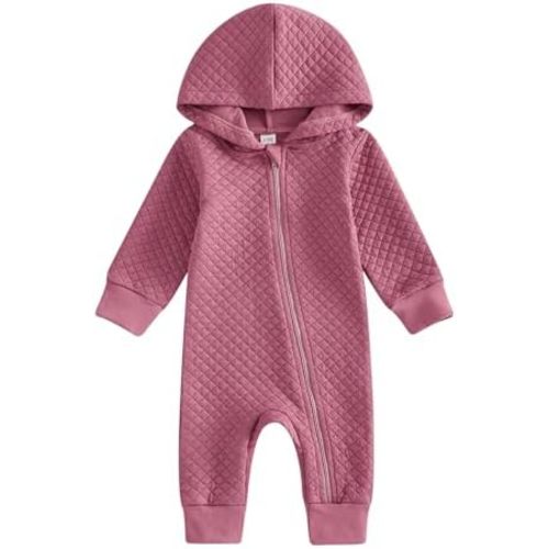 BemeyourBBs Newborn Baby Boy Girl Fall Winter Clothes Zipper Hooded Romper Cute Long Sleeve Jumpsuit Warm One Piece Outfit