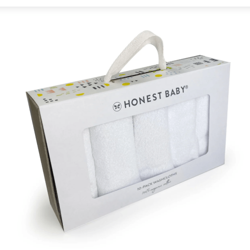10-Pack Organic Cotton Baby-Terry Wash Cloths, Bright White | Honest Baby Clothing