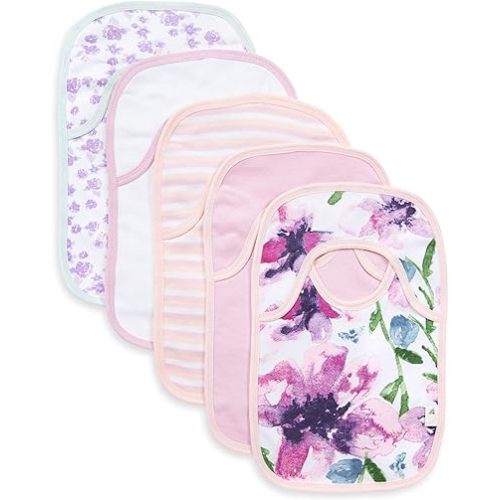 Burt's Bees Baby Infant Pull On Bibs, 100% Organic Cotton Lap Shoulder Style Drool Cloths, Newborn Essentials