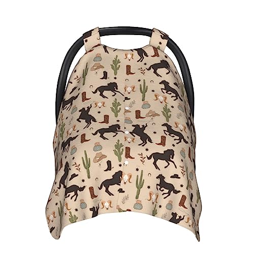 Mcewoel Western Car Seat Cover for Baby in Winter Summer, Nursing Cover for Mom, Western Stuff for Baby Boys Girls