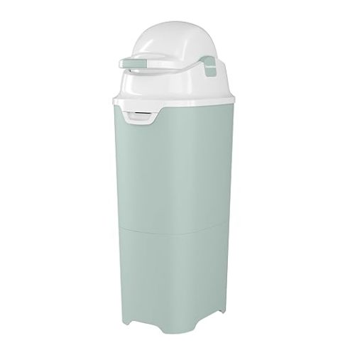 Foundations Tall Diaper Pail with Airtight Lid - Durable & Odorless Diaper Disposal, Large Capacity, Holds up to 60 Newborn Diapers, Refill with Any Bags - Green