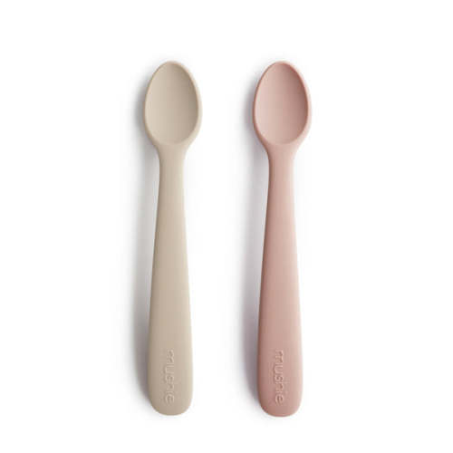 Baby Silicone Feeding Spoons (Blush/Shifting Sand) 2-Pack – Mushie