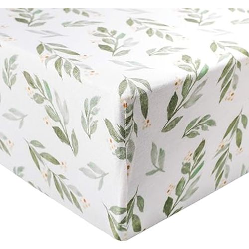 Premium Knit Baby Crib Sheets for Boys and Girls by Copper Pearl: Breathable and Soft, Fitted Crib Sheets for Standard Baby Mattresses, Crib Sheet for Baby Registry or Shower Gift, Fern