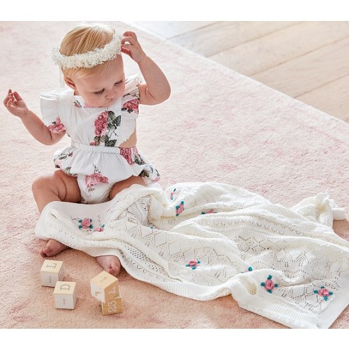 LoveShackFancy Pointelle Sweater Baby Blanket | Pottery Barn Kids