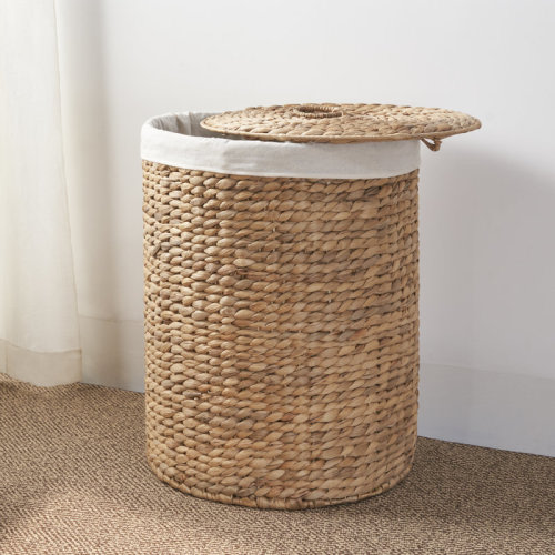 SOL HOME Ludmilla Round Tall Water Hyacinth Woven Wicker Laundry Hamper & Reviews | Wayfair