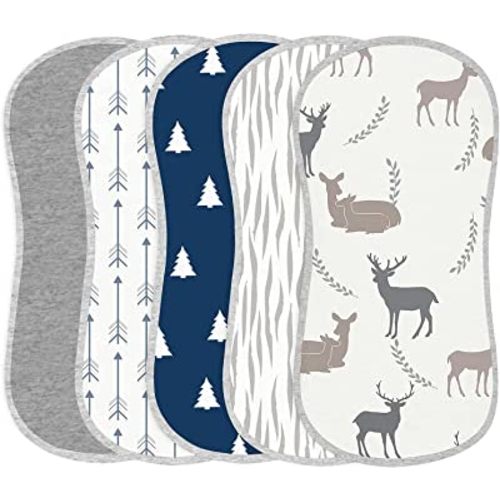 Baby Burp Cloths for Newborn Infant 100% Organic Cotton Ultra Absorbent and Soft Milk Spit Up Rags Baby Washcloths Burping Bibs Keep Clothes Dry 3 Layers for Unisex Boys and Girls Sets of 5 Pack…