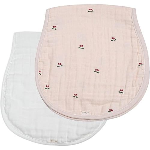 Ali+Oli 2-pk Muslin Burp Cloths for Baby Boys and Girls (Cherry-White) Organic Baby Burp Cloth, Burp Rags for Newborn