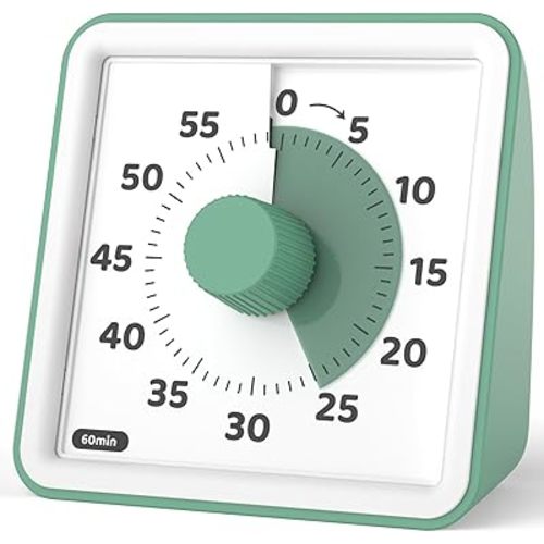 LIORQUE Visual Timer for Kids, 60-Minute Countdown Timers for Classroom Office Kitchen with Silent Operation, Kids Timer for Teaching (Batteries Included)
