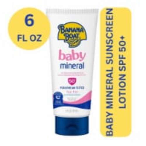 Banana Boat Baby Mineral Sunscreen Lotion SPF 50 100% Mineral Tear-Free Sting Free, 6 fl oz