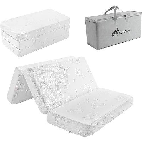 Pack and Play Mattress, 38"x26"x3" Foldable Pack & Play Baby Mattress Tri-Fold Mattress, Pack and Play Mattress Pad for Baby Toddlers, Portable & Washable
